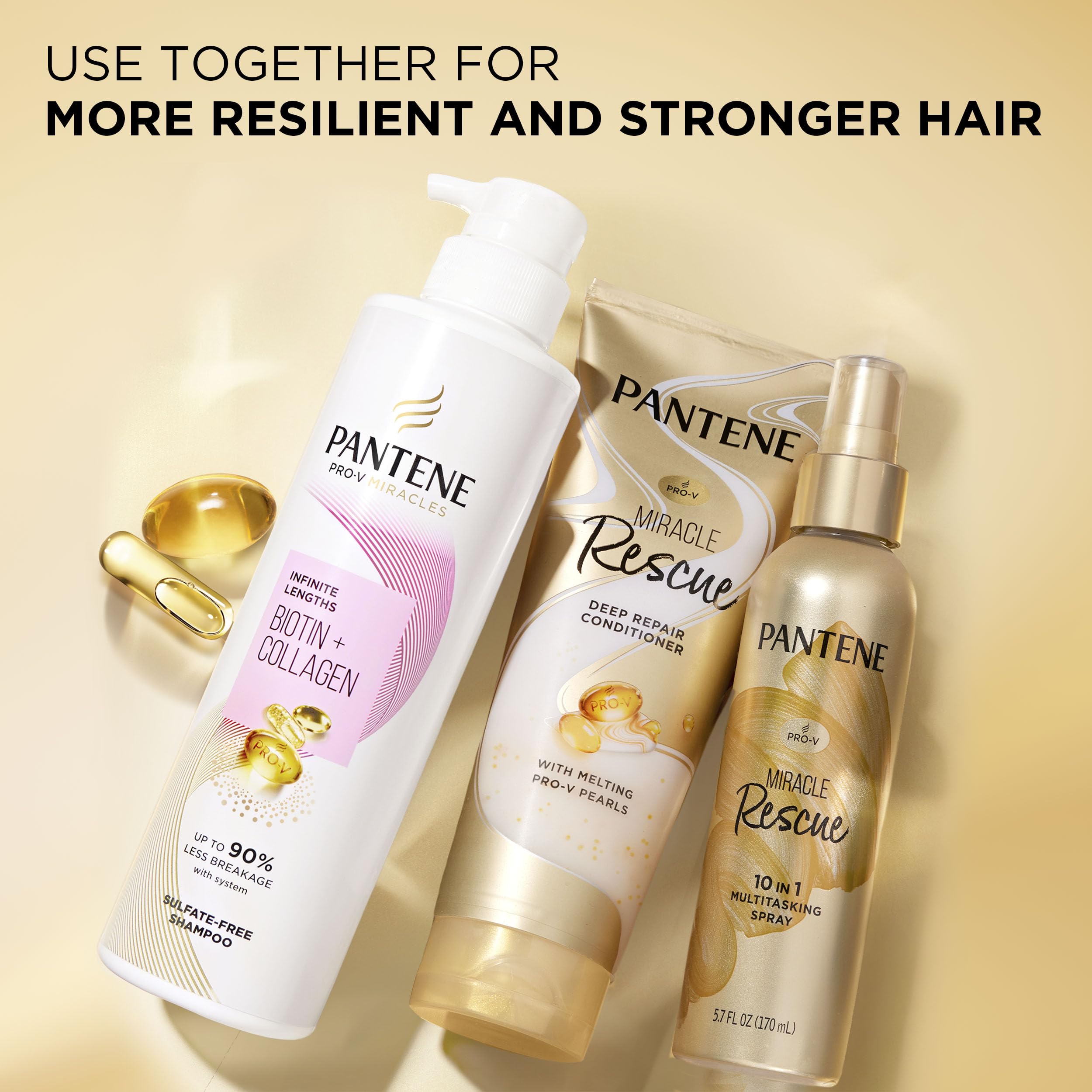 Pantene Miracle Rescue Deep Conditioner for Dry Damaged Hair with Melting Pro-V Pearls, Hair Treatment Transforms, Softens, and Repairs Hair, For All Hair Types, Safe for Color Treated Hair, 8.0 oz