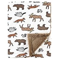 Hudson Baby Unisex Baby Plush Blanket with Furry Binding and Back, Animal Adventure, One Size