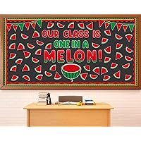 gisgfim Watermelon Fruit Bulletin Board Decoration Set Summer Watermelon Borders Cutout for Party School Classroom Door Bulletin Board Craft Home Wall Summer Holiday(Our Class is One in A Melon)