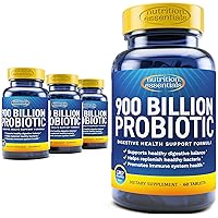 Probiotics for Women and Men - with Lactase Enzyme and Prebiotic Fiber for Digestive Health - 4 Count of 60 Tablets