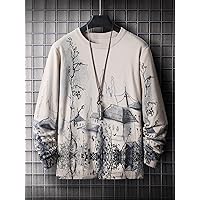 Sweaters for Men- Men Ink Painting Pattern Sweater (Color : Multicolor, Size : Medium)