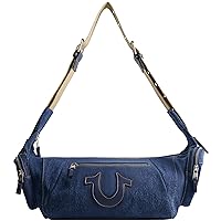 True Religion Women's Shoulder Bag Purse, Slouchy Hobo Handbag with Adjustable Strap and Horseshoe Logo