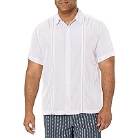 Paneled Short Sleeve Shirt for Men, Classic Fit, Wrinkle Resistant, Casual Button-Down Shirt With Spread Collar