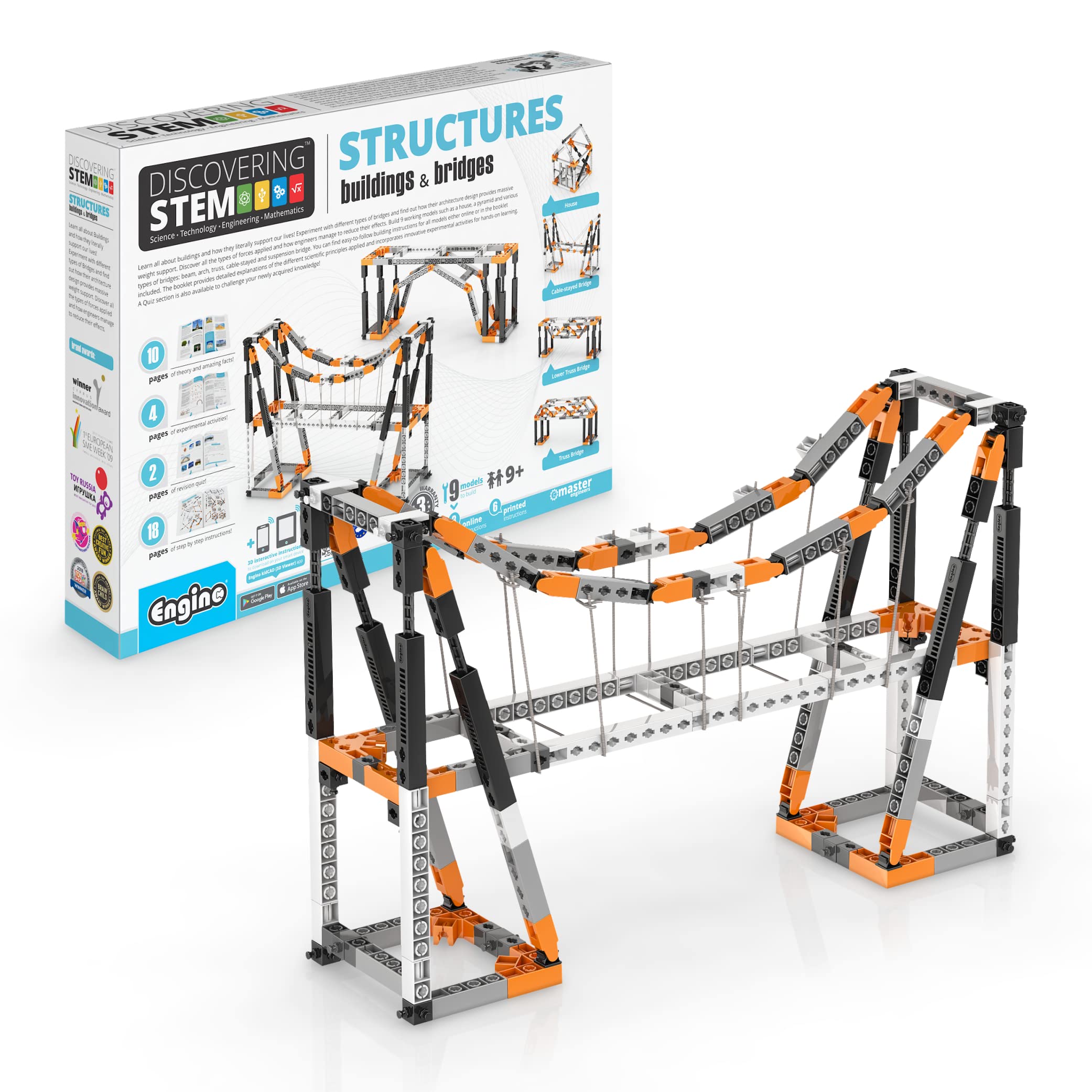 Engino- STEM Toys, Buildings & Bridges, Construction Toys for Kids 9+, Educational Toys, Gifts for Boys & Girls (9 Model Options), STEM Kit for Learning
