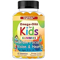 Complete Omega+DHA Gummies for Kids | Omega 3 6 9 + DHA, Vitamin C | Brain Focus, Vision & Heart Health Formula | Gluten Free, Vegetarian & Non-GMO | 60 Gummies Made in USA