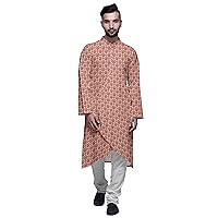 Designer Kurta Pajama for Men Printed Angrakha Kurta Set Summer Clothing