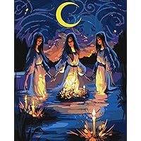 Generic Magic Night Painting by Numbers Art Craft Kit with Wooden Frame