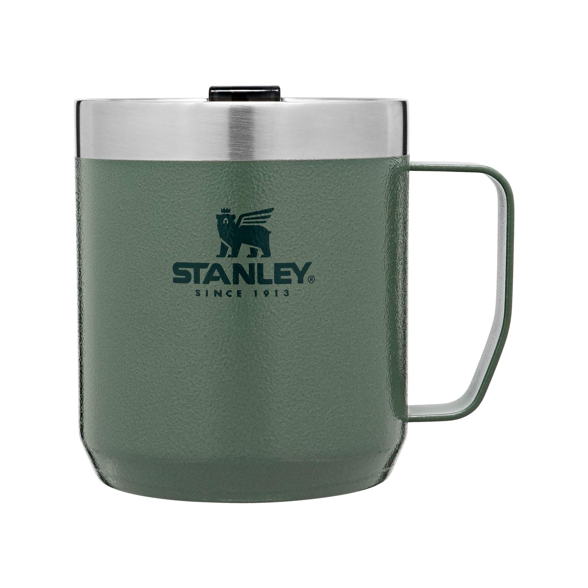 2023　Stay　Mug　Durable　Amazon　Tritan™　trên　18/8　Lid　hãng　Stanley　Steel　Insulated　Camp　Stainless　Drink-Thru　Giaonhan247　12　Mỹ　OZ　Mug　Green　chính　Mua　Splash-Free　Hot　Hammertone