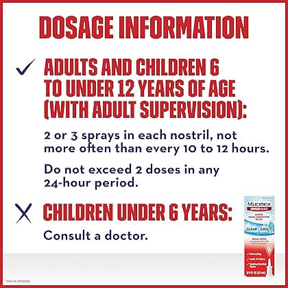 Mucinex Sinus-Max Severe Nasal Congestion Relief Clear & Cool Nasal Spray, 0.75 fl. oz., Lasts 12 Hours, Fast Acting, Cooling Menthol Flavor