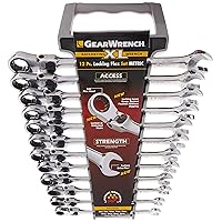 GEARWRENCH 12 Pc. 12 Pt. XL Locking Flex Head Ratcheting Combination Wrench Set, Metric - 85698