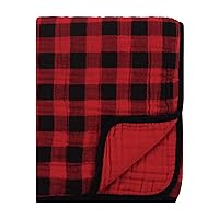 Hudson Baby Unisex Baby Muslin Tranquility Quilt Blanket, Buffalo Plaid, One Size