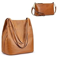 Kattee Soft Genuine Leather Shoulder Totes Bundle with Women Small Crossbody Bags