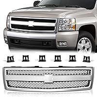 Front Grille Fit For 2007-2013 2007 2008 2009 2010 2011 2012 2013 Silverado 07 08 09 10 11 12 13 Chevrolet Silverado 1500 Grill Chrome