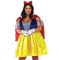 Leg Avenue Women's 2 Pc Fairytale Snow White Costume with Cold Shoulder Velvet & Satin Dress with Attached Cape, Bow Headband