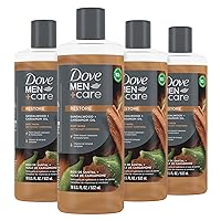 DOVE MEN + CARE Body Wash For Fresh, Healthy-Feeling Skin Sandalwood + Cardamom Oil Cleanser That Effectively Washes Away Bacteria While Nourishing Your Skin 18 oz 4 Count