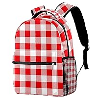 Red and White Plaid Durable Laptops Backpack Computer Bag for Women & Men Fit Notebook Tablet
