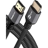 PowerBear 8K HDMI 2.1 Cable 6 ft | 48Gbps Ultra High Speed 4K@120Hz Braided Cord 144Hz 8K@60Hz, eARC, Dynamic HDR 10,for Laptop, Monitor, PS5, PS4, Xbox One, Fire TV, Apple TV & More