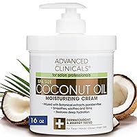Advanced Clinicals Coconut Body Lotion Moisturizing Cream & Face Lotion For Women & Men | Natural Coconut Cream Oil Moisturizer Body Butter Skin Care Balm For Dry Skin, Large 16 Oz