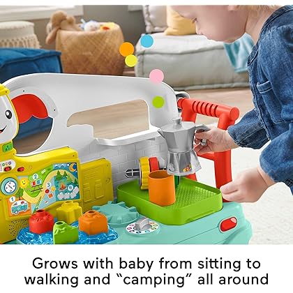 Fisher-Price Laugh & Learn Baby To Toddler Toy 3-In-1 On-The-Go Camper Walker & Activity Center With Smart Stages For Ages 9+ Months