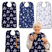 3 Pack Adult Bibs with Crumb Catcher, Washable and Adjustable Adult Bibs for Women Men Elderly Seniors, Bibs for Eating
