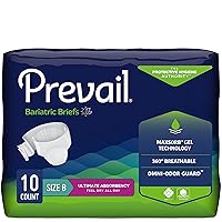 Incontinence Bariatric Brief, Unisex Disposable Adult Diaper with Tabs for Men & Women, Ultimate Absorbency, Size B, 10 Count Bag
