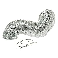 GE Dryer Vent, PM8X73 Flexible Foil Clothes Dryer Duct with Clamps, UL Approved