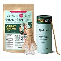 Japanese Matcha Powder 500g + Matcha Whisk & Holder Bundle by Aprika Life