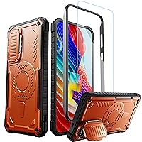 ExoGuard for Samsung Galaxy S24 Plus Case with Screen Protector, Rubber Full-Body Cover Protective Case with Camera Cover and Kickstand Function (Orange)