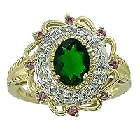 Stunning Emerald Oval Shape 8X6MM Natural Earth Mined Gemstone 14K Yellow Gold Ring Wedding Jewelry for Women & Men
