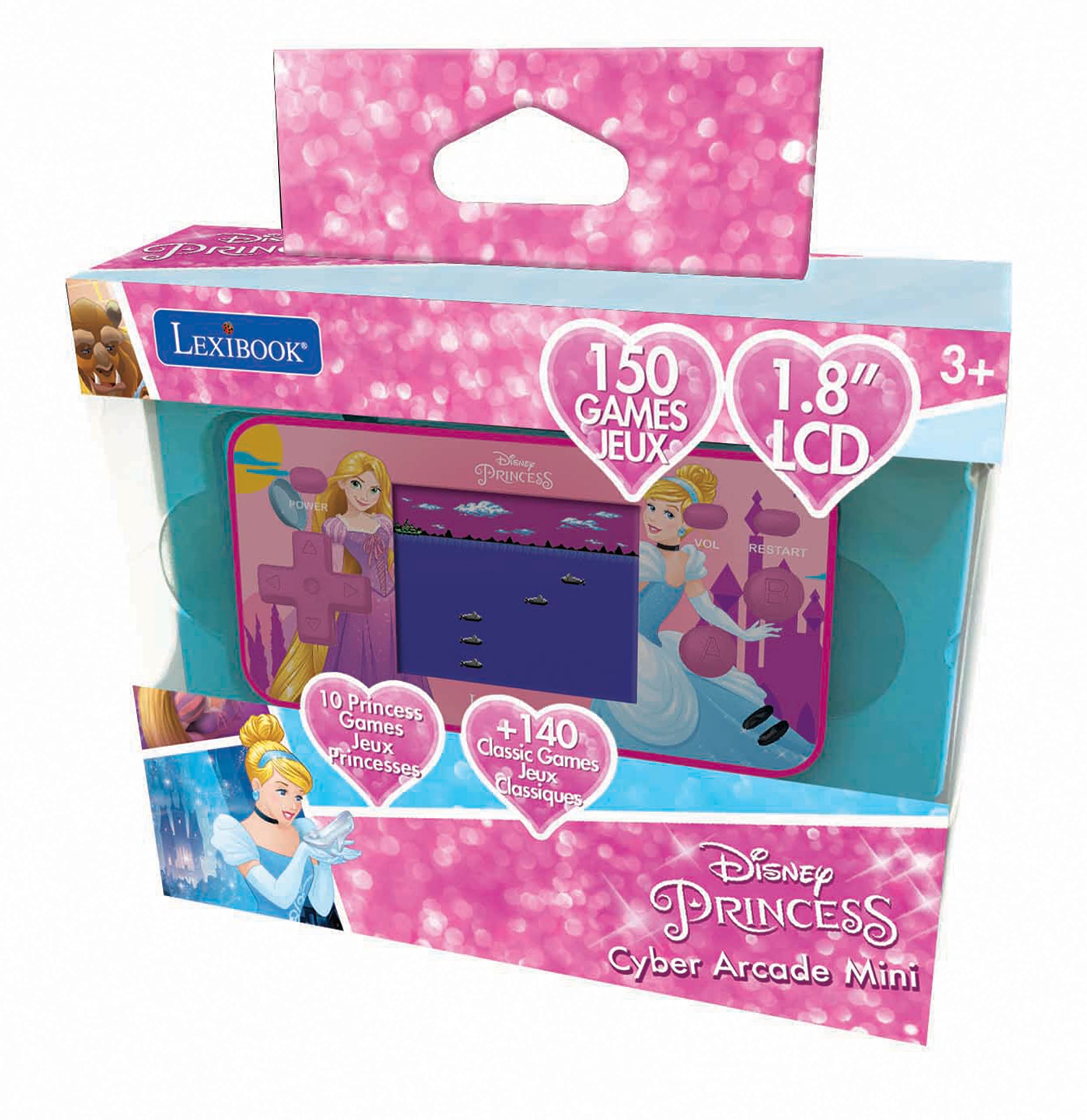 LEXiBOOK JL1895DP Disney Princess Handheld Console with 150 Games, Cyber Arcade Pocket, Pink