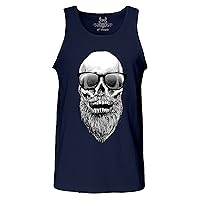 Men's M003TS Printed Skull with Beard and Sunglasses Hipster Tank Top