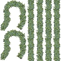 CQURE 6 Pack 5.9 Ft Eucalyptus Garland,Artificial Eucalyptus Leaves Table Greenery Garland Wreath Vines for Wedding Party Table Bedroom Wall Decor