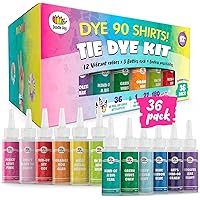 Tie Dye Kit for Kids & Adults - 36 Large Tye Dye Bottles with 12 Colors & Tie Dye Powder, Soda Ash, Gloves - Tie Dye Kit for Large Groups - Non-Toxic Tyedyedye Kit - Dye for Clothes