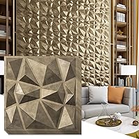 Art3d Textures 3D Wall Panels Antique Gold Diamond Design for Interior Wall Decor Pack of 12 Tiles 32 Sq Ft (PVC)