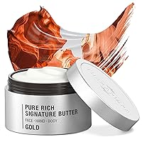 Pure Rich Signature Body Butter with Shea, Hyaluronic Acid, Niacinamide (B3), Panthenol (B5) & Ceramides | Body Cream & Moisturizer | Nourish and Hydrate Dry Skin (Gold, 7 oz)