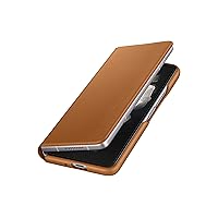 SAMSUNG Galaxy Z Fold 3 Flip Phone Case, Leather Protective Cover with Stand, Heavy Duty, Shockproof Smartphone Protector, US Version, Camel (EF-FF926LAEGUS)