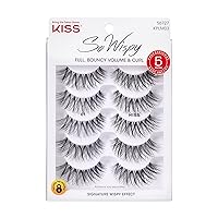 So Wispy, False Eyelashes, Style #01', 14 mm, Includes 5 Pairs Of Lashes, Contact Lens Friendly, Easy to Apply, Reusable Strip Lashes, Multipack