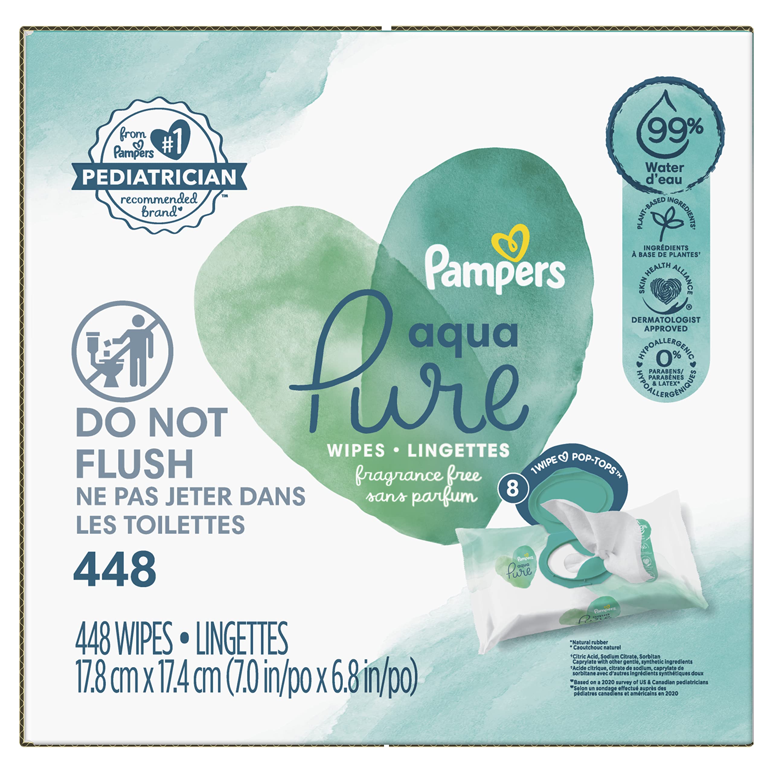 Baby Wipes Fitment, 448 count - Pampers Aqua Pure Sensitive Baby Wipes