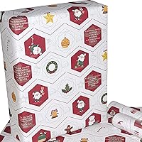 eVincE Christmas wrapping paper | Facts wrapped gifts | White red classic decor elements | Kids Husband Him Her Adults Wife Friends Gifting Ideas | 70 x 50 cms large Roll of 50 sheets