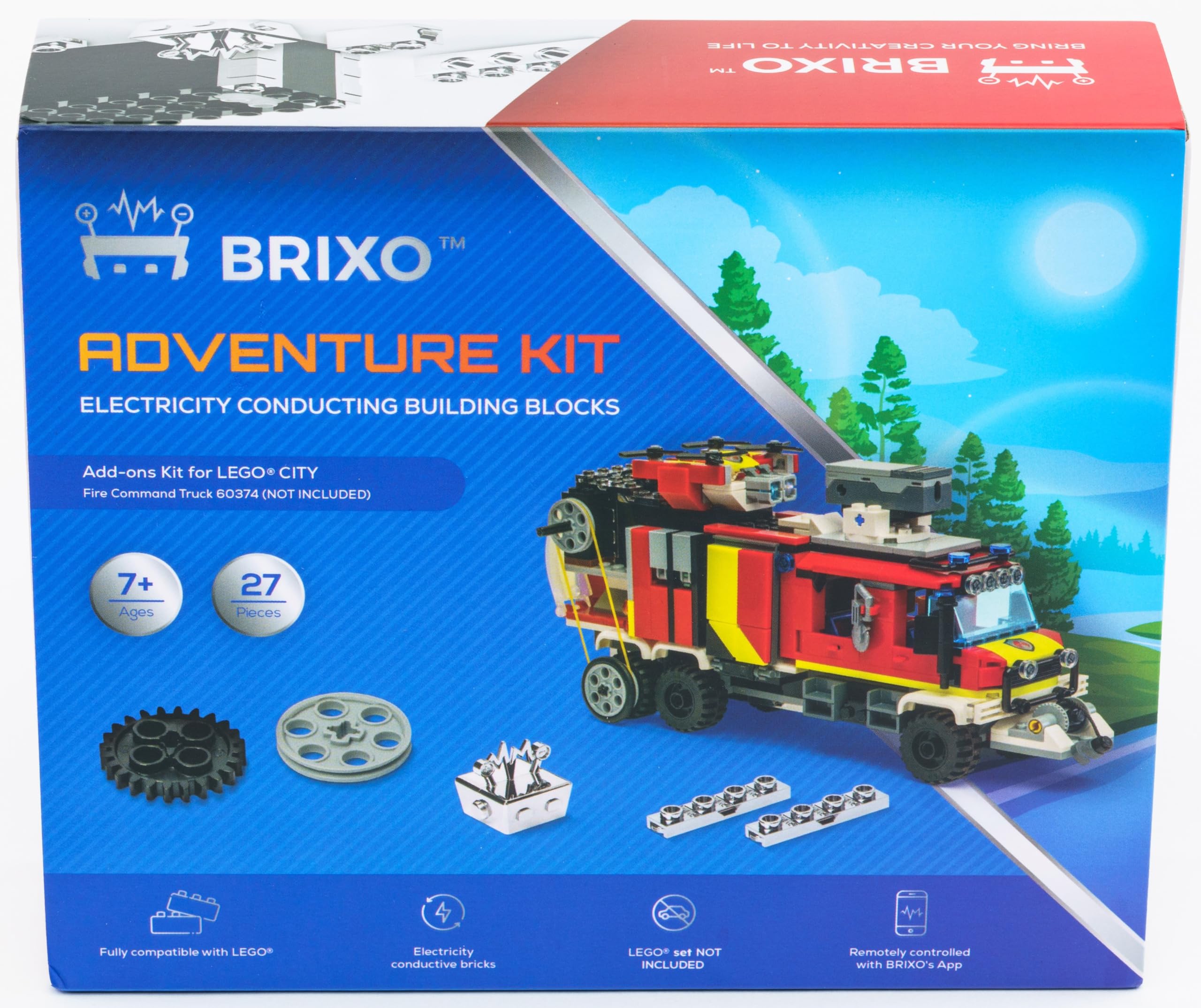 Dakott Conductive Chrome-Plated Building Bricks Kit for LegoCity Fire Command Unit. Compatible with 60374 Model- Not Include The LegoSet. Bring Life to Your LegoCity Fire Truck