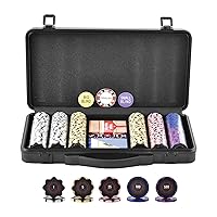 VEVOR Poker Chip Set, 300-Piece Poker Set, Complete Poker Playing Game Set with Carrying Case, Heavyweight 14 Gram Casino Clay Chips, Cards, Buttons and Dices, for Texas Hold'em, Blackjack, Gambling