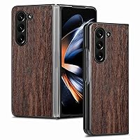 ONNAT-Luxurious Natural Wood Grain Case for Samsung Galaxy Z Fold 5 with Camera Protection Anti-Fingerprint Protective Super Slim Cover (Brown2)