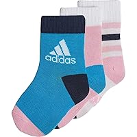 Adidas Kids Girl Socks Training Ankle 3 Pairs Infants Fashion New (EU 23-26 UK 6k - US 8.5k)