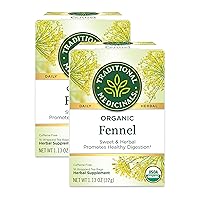 Organic Fennel Herbal Tea, Promotes Digestive Health, (Pack of 2) 32 Tea Bags Total