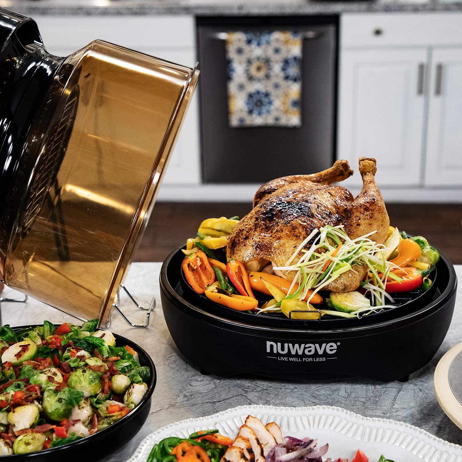 Nuwave Primo Grill Oven, New & Improved 2023, Countertop Toaster Oven Convection Top & Grill Bottom for Surround Cooking, Cook Frozen or Fresh, Smart Thermometer