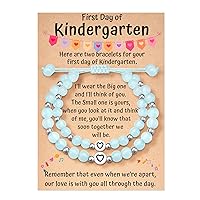 First Day of Kindergarten/School/Prek Gifts for Mother Daughter, Natural Stone Matching Bracelets, Back to School Supplies Gifts for Mommy and me