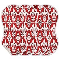 Red Pattern Muslin Baby Burp Cloths 1 Pack, Cotton Bibs Face Towel,Absorbent and Soft Burping Rags for Newborn Boys and Girls,22 x 11 Inch