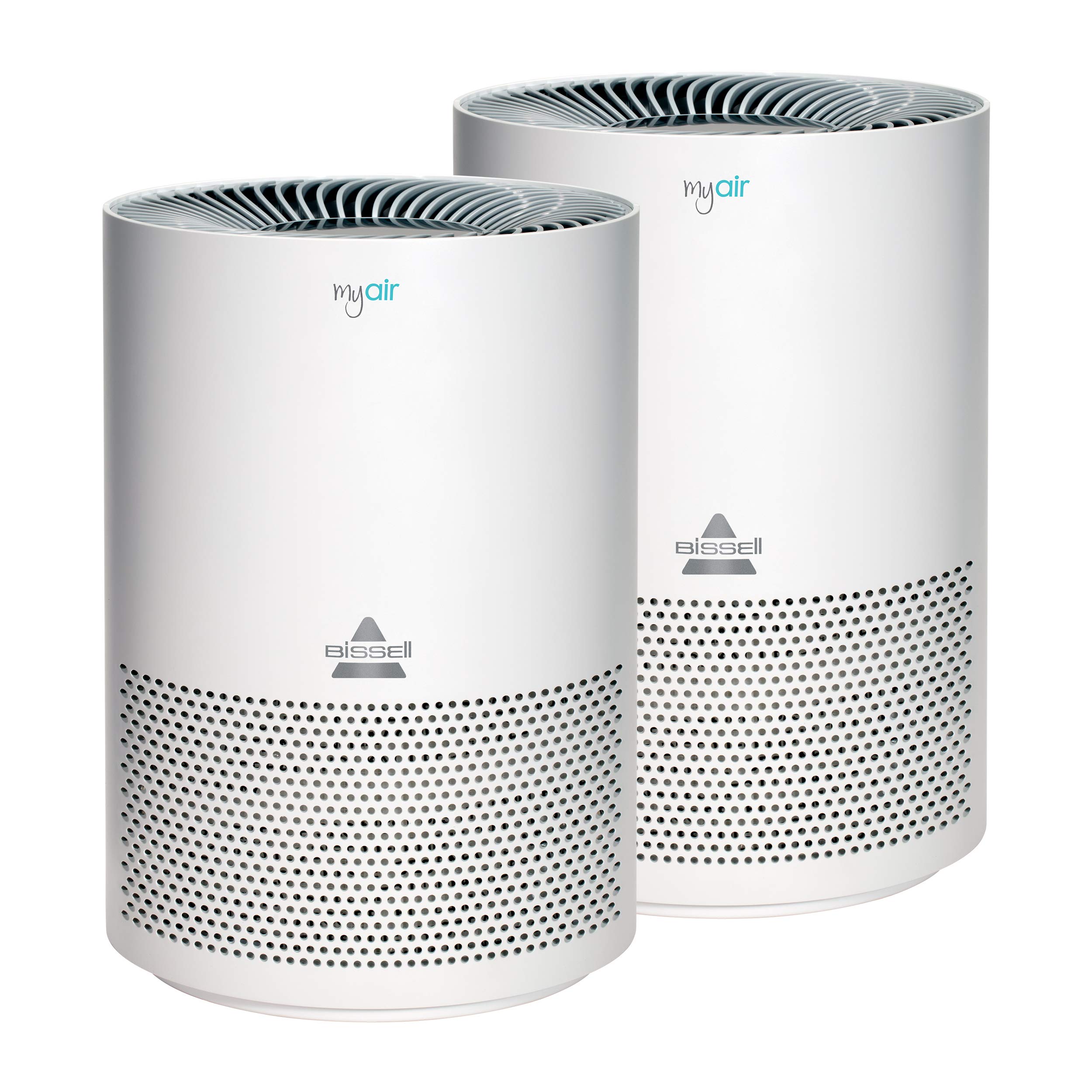 Bissell MYair, 2 Pack, Purifier with High Efficiency and Carbon Filter for Small Room and Home, Quiet Bedroom Air Cleaner for Allergies, Pets, Dust, Dander, Pollen, Smoke, Odors, Timer, 27809, 2 Count