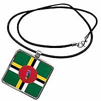 3dRose InspirationzStore Flags - Flag of Dominica - Dominican Caribbean island - national bird emblem - sisserou parrot on green - Necklace With Rectangle Pendant (ncl_158305)