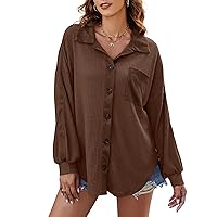 Blooming Jelly Womens Waffle Knit Shacket Jacket Long Sleeve Button Down Shirts Dressy Blouses Tops